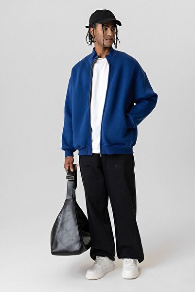 VAMOSCLO Оверсайз-светр - Basıc на блискавці, індиго