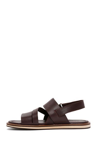 Derimod Men's Brown Strappy Leather Sandals 25Sfd 625218