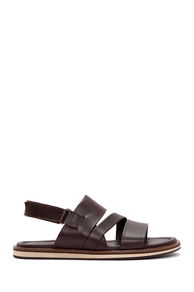 Derimod Men's Brown Strappy Leather Sandals 25Sfd 625218