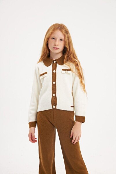 Hilal Akıncı Kids Pearl Button Knitwear Cardigan Solid Color Knitwear Pants S...