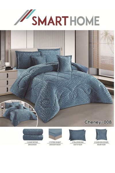 smart home Winter double bedspread 6 pieces, two-sided velvet side and fur side, queen size 260x240 cm