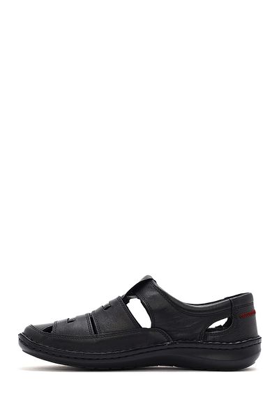 Derimod Men's Black Leather Casual Sandals