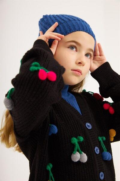 Hilal Akıncı Kids Cardigan brodat cu cireșe pentru fetiță, tricot, pantaloni ...