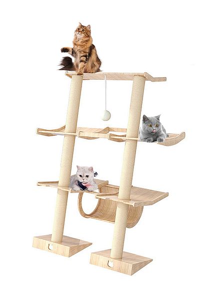 KidLe Cat Tree Cat House Cat Climbing Frame Small House Solid Wood