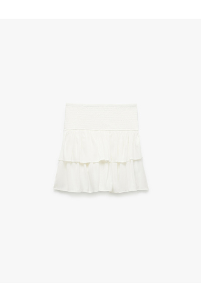 Koton Folded Flounce Gimped Viscose Mini Skirt