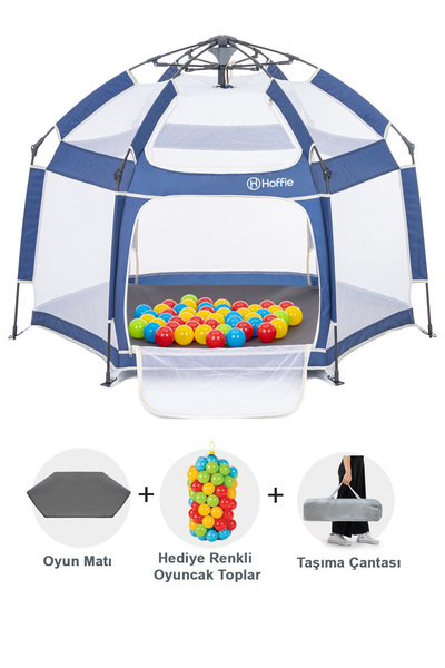 Hoffie Foldy Plus Tam Otomatik Katlanabilir Bebek Ve Çocuk Oyun Parkı-alüminyum-kolay Kurulum,mat Ve Toplar
