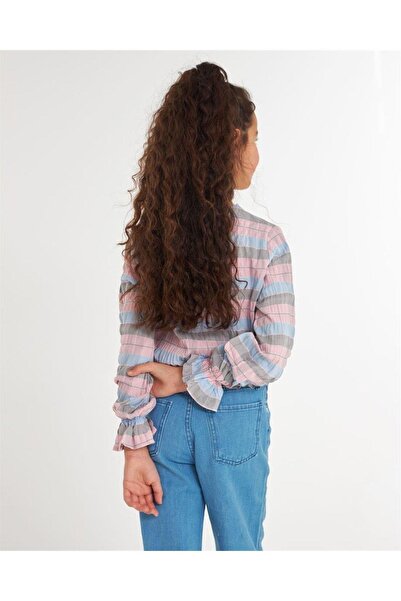 Hilal Akıncı Kids Cămașă pentru fetiță cu mâneci și talie, pantaloni largi din denim, cataramă, set de 3 piese