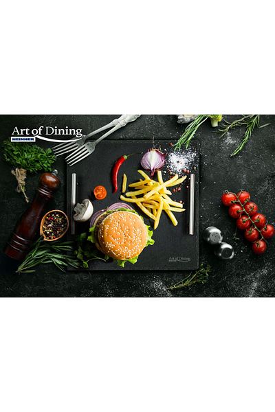 Art of Dinning by Heinner PLACĂ PĂTRATĂ DE ARZOZIIE CU DOUĂ MÂNERE SS 30X30 CM