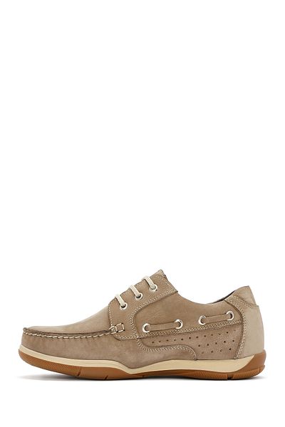 Derimod Men's Beige Lace-Up Nubuck Leather Casual Shoes 25Sfd7101V3