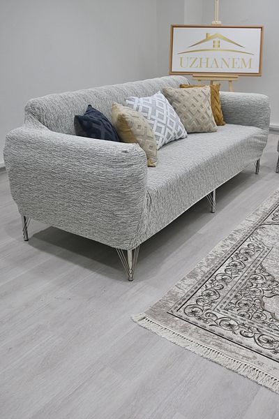 uzhanem Husă de canapea jacquard cu 3 locuri și husă de canapea extensibilă - crem (conținut de produs 1 bucată)