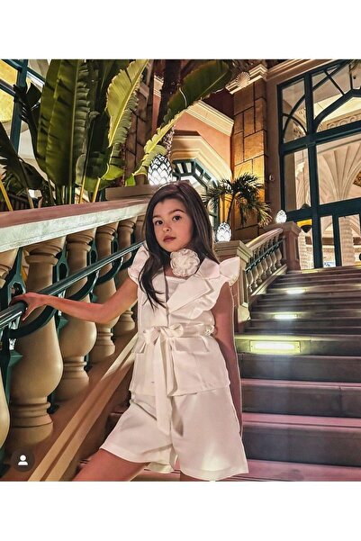 Hilal Akıncı Kids Devojčica Princess Sleeve Vest Shorts Bodi KSNUMKS-Piece Set