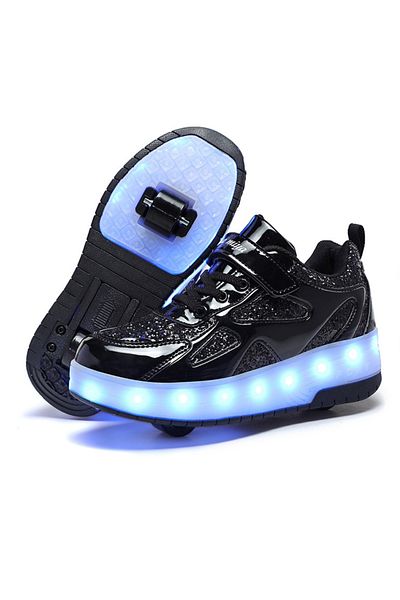 ETG Unisex Kids Roller Skates Shoes USB Charging, Girls Boys LED Roller Skate Shoes with Double Wheels