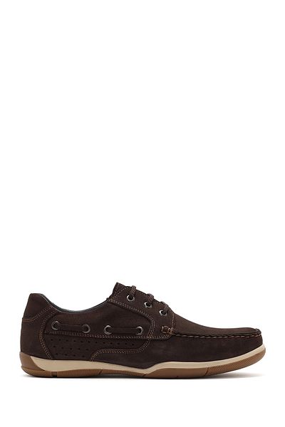 Derimod Men's Brown Lace-Up Nubuck Leather Casual Shoes 25Sfd7101V3