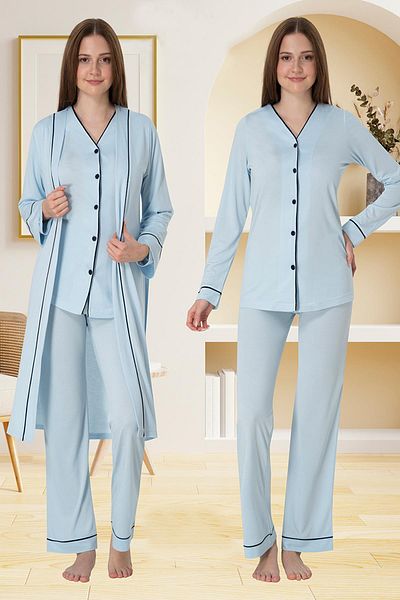 Lohussa Set de pijamale pentru femei, ecru, cu design special, din bumbac, cu nasturi