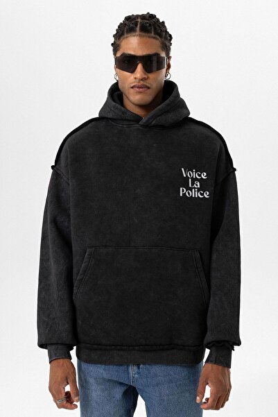 VAMOSCLO Black Oversize Hooded Sweatshirt - Back Print