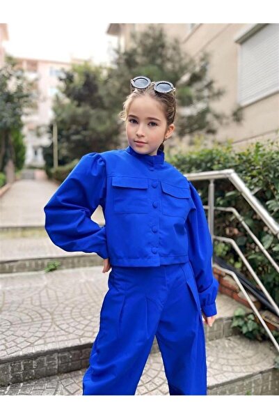 Hilal Akıncı Kids طقم بناتي مكون من قطعتين بياقة القاضي وأكمام بالونية مبطنة ...