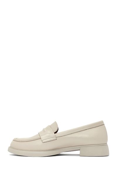Derimod Women's Cream Leather Masculine Loafer 25Sfd 182318