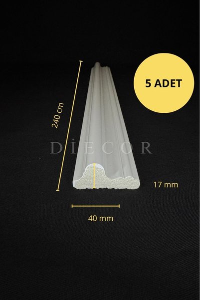 DİECOR Dekoratif Boyanabilir 5 Adet 4 Cm Eğimli Polistren Duvar Çıtası