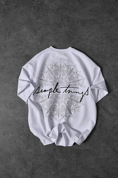 Slatra Ανδρικό λευκό μπλουζάκι με κέντημα Oversize Simple Things