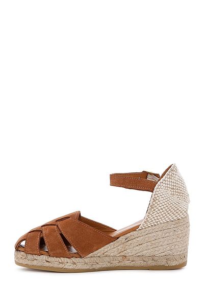 Derimod Women's Tan Ankle Strap Wedge Heeled Espadrille 25Sfd 151110