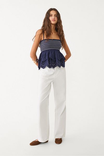 Stradivarius Embroidered ruffled top