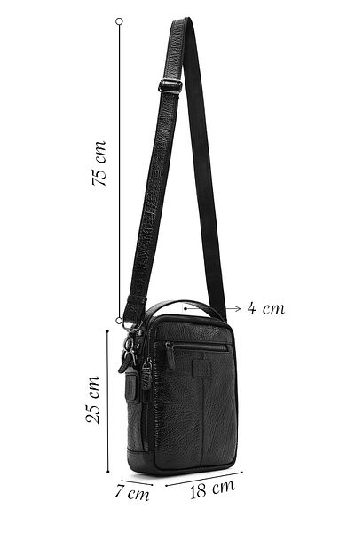 Derimod Men's Black Long Strap Leather Crossbody Bag 24Wbd3607Ft