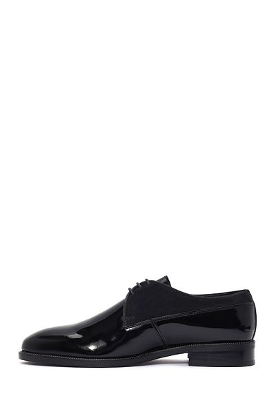 Derimod Men's Black Laced Patent Leather Classic Shoes 25Sfd 621716