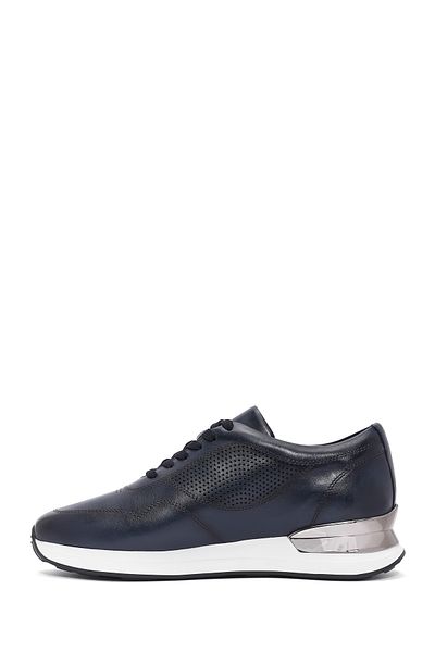 Derimod Men's Navy Blue Lace-Up Thick Soled Leather Sneaker 25Sfd 603718