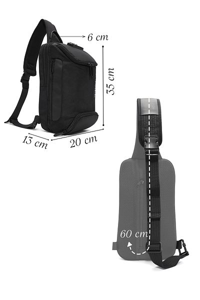 Derimod D-Pack Men's Black Cloth Cross Bag 24Wbd30256F