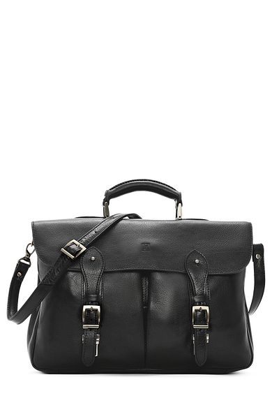 Derimod Men's Black Long Strap Leather Briefcase 24Wbd3611Ft