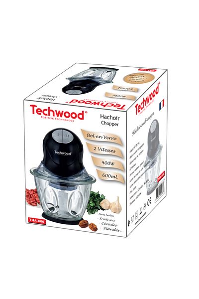 Techwood Elektrický sekáček THA-606, 600ml, 200-400W, sklo