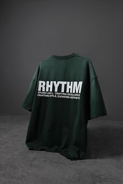 Slatra Ανδρικό μπλουζάκι με σπρέι με στάμπα Petrol Green Rhythm
