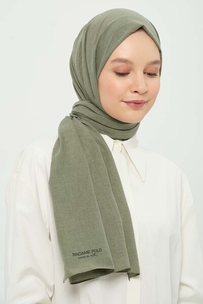 Madame Polo شال بولي قطن أخضر فاتح قطن مسامي غير قابل للتجاعيد