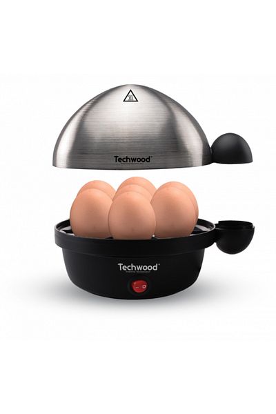 Techwood TO-007 electric egg cooker, stainless steel, 350W, 7 eggs, frying and steaming function