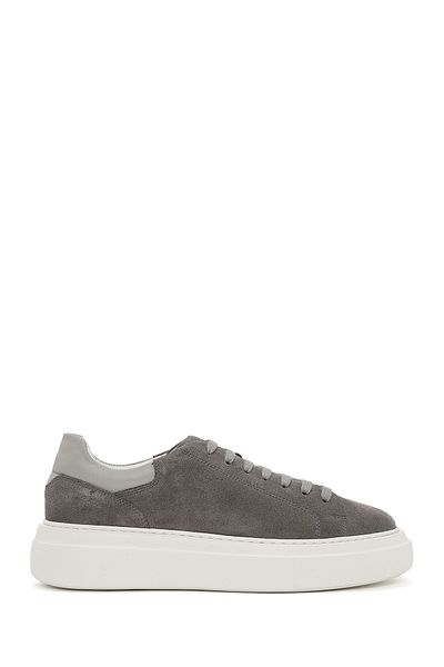Derimod Men's Gray Lace-Up Thick Sole Suede Leather Sneaker 25Sfd 612910