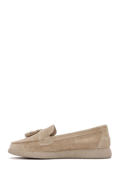 Derimod Mocasnic confortabil din piele de piele intoarsa bej pentru femei 25SFD 152010