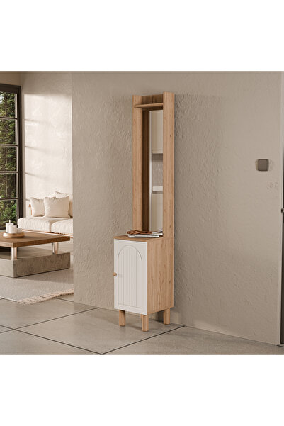 Mezza 5088 RAPSODY AYNALI SAĞ KAPAKLI BOHEM PORTMANTO SEPET-BEYAZ