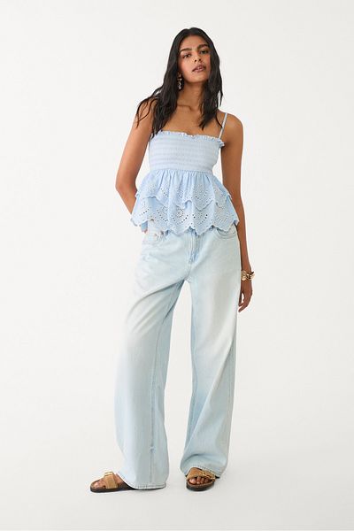 Stradivarius Embroidered ruffled top