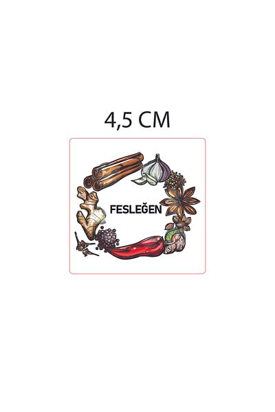 YUNUS COPY Kuşe 54 Pieces 4.5 cm X 4.5 cm Spice Legumes Jar Sticker