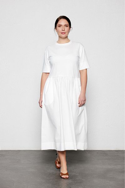 LUOKK Chıara Plus Size Midi Φόρεμα Λευκό