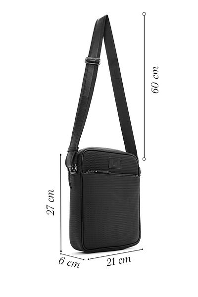 Derimod Men's Black Printed Leather Messenger Bag 24Wbd 361326
