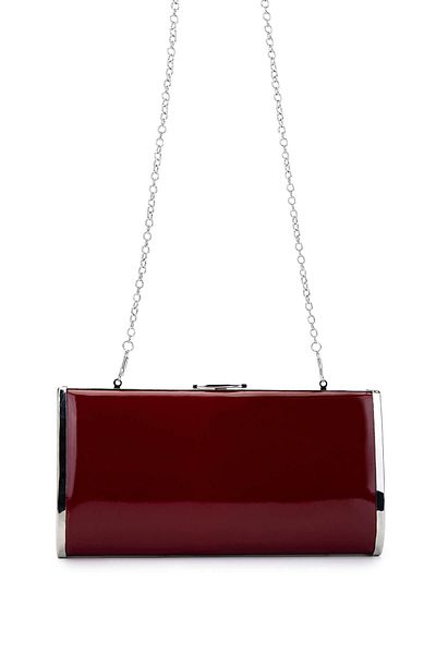 Tamer Tanca Women's Vegan Burgundy Patent Leather Evening Dress Bag