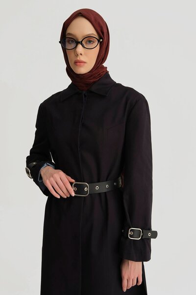 Armine Kemerli Trençkot 25y7803 Lacivert