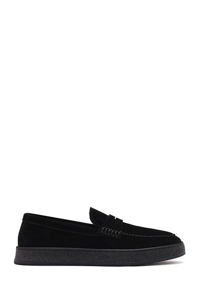 Derimod Mocasin negru pentru bărbați din piele de căprioară 25SFD 755410