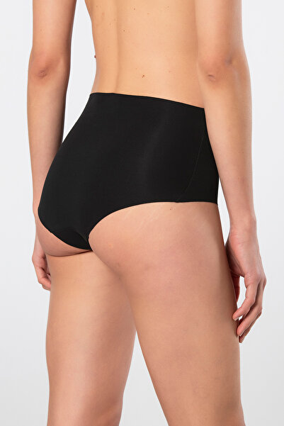 TÜREN 911 Chiloți de damă din bumbac tăiat cu laser cu talie înaltă, negri