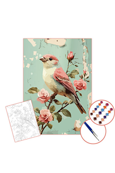 Tuval SAYILARLA BOYAMA SETİ 25X35 ŞASELİ TUVAL, 2Lİ FIRÇA, BOYA - CENNET KUŞU