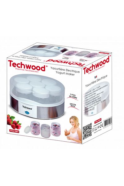 Techwood TYA-7001 electric yogurt maker, 7 jars x 150ml, 15W