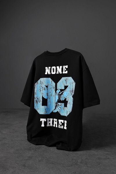 Slatra Ανδρικό μπλουζάκι μαύρο 03 Bird printed Oversize