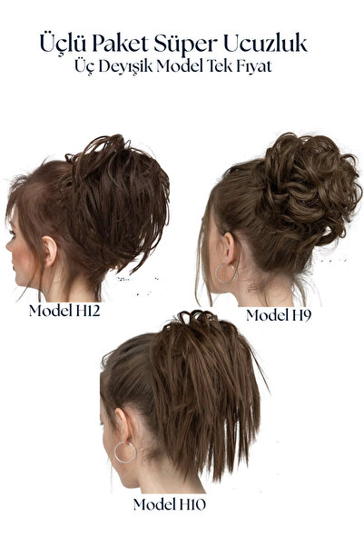 YARAT Lüks topuz tokası Üçlü Model Paketi Kahve Kahverekli saçlı süper kalıte...