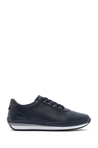 Derimod Men's Navy Blue Lace-Up Leather Casual Sneaker 25Sfd6741Di
